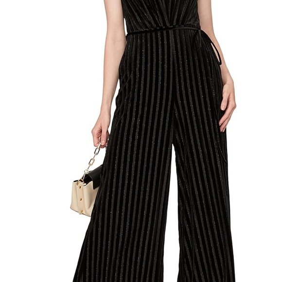 Adam Lippes Black Wide-Leg Jumpsuit with V-Neckline and High-Waisted Design - Picture 2 of 6